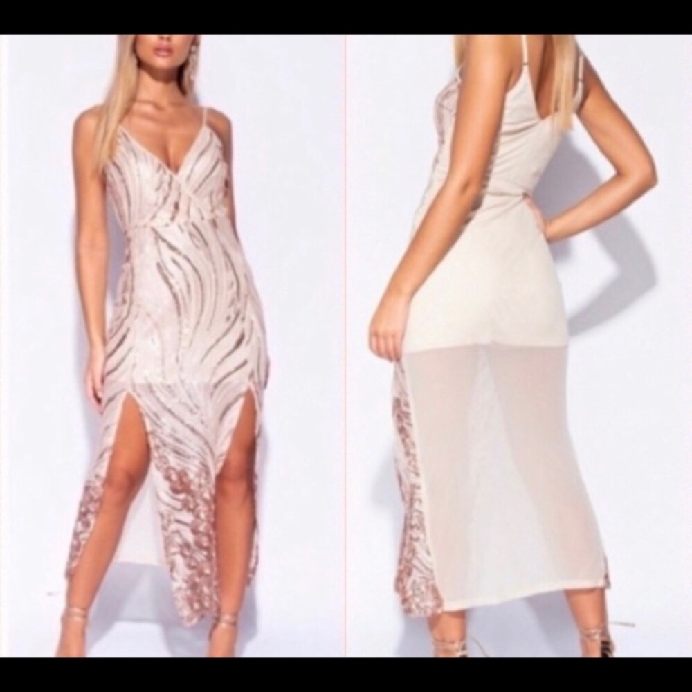 Sequin Thigh Slit Dress - Picture 3 of 5